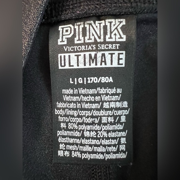 PINK Victoria Secret Leggings Women’s Sz Large Black -Gold Activewear Ultimate - Picture 5 of 9